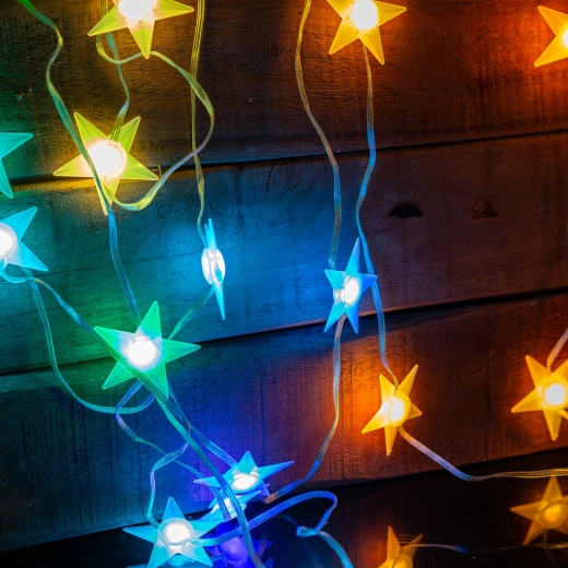 Guirlande lumineuse LED RGB intelligente en forme d'étoiles, USB 5 m Bluetooth