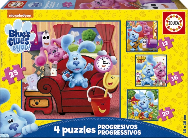 Puzzle BLUE'S CLUES 4en1 pour enfants (12, 16, 20 et 25 pièces)