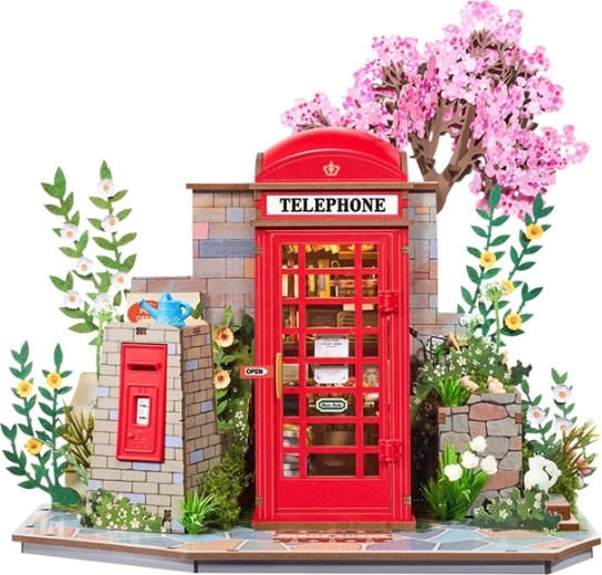 RoboTime Rolife puzzle 3D – serre-livres Cabine téléphonique avec livres et fleurs