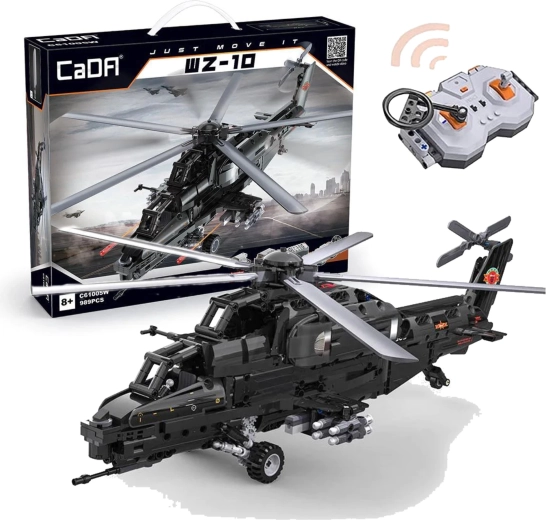 Set de construction CaDA RC hélicoptère d’attaque WZ-10, 989 pièces