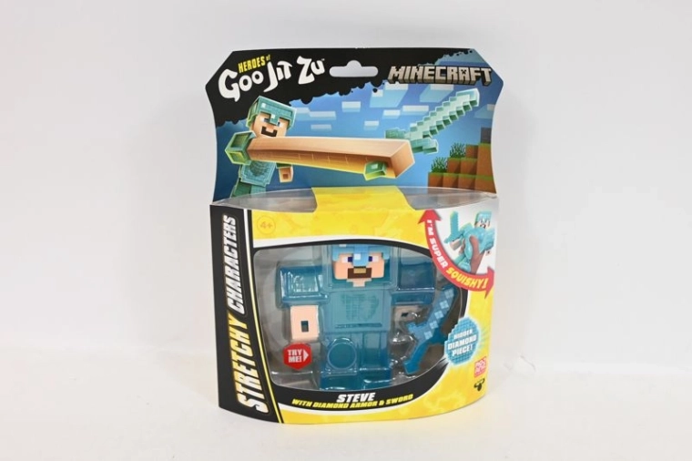 Heroes of Goo Jit Zu Minecraft Steve – figurine extensible avec armure en diamant et épée