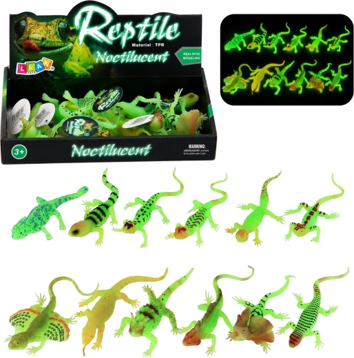 Figurine de lézard fluorescente en caoutchouc, phosphorescente dans le noir, 15 cm