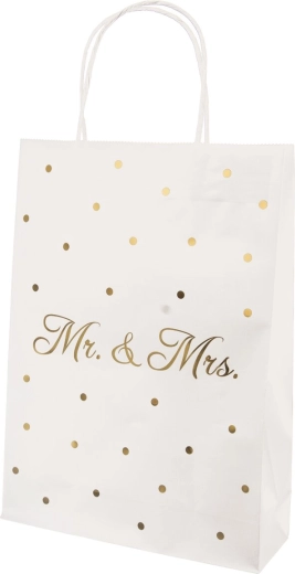 Sac cadeau Mr./Mrs. blanc 26 × 10 × 32 cm