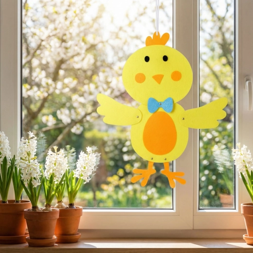 Décoration suspendue de Pâques en feutrine en forme de poussin