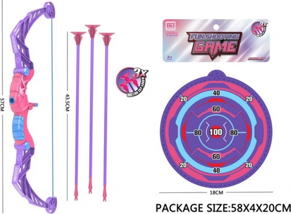 Arc pour enfants avec flèches et cible, violet, 57 cm