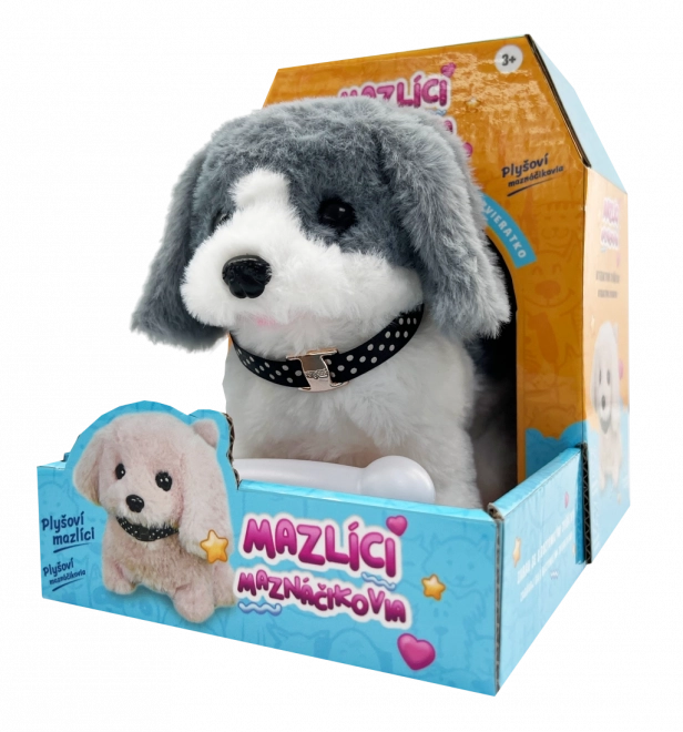 Chiot en peluche interactif Punťa – gris et blanc
