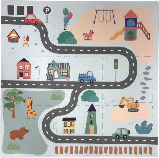 Tapis de sol éducatif en mousse Humbi en puzzle – ville, 9 pièces