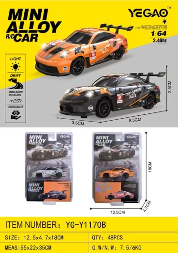 Mini voiture radiocommandée pour drift 1:64 top speed orange - 1 pièce