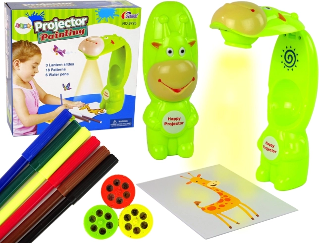 Projecteur de dessin pour enfants avec gabarits et feutres – vert