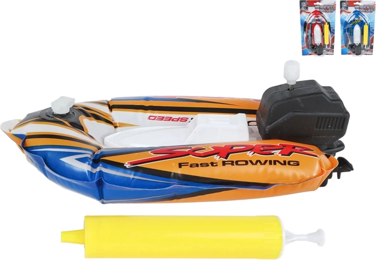 Bateau gonflable pour enfants avec petite pompe et mécanisme à remontoir 17 cm