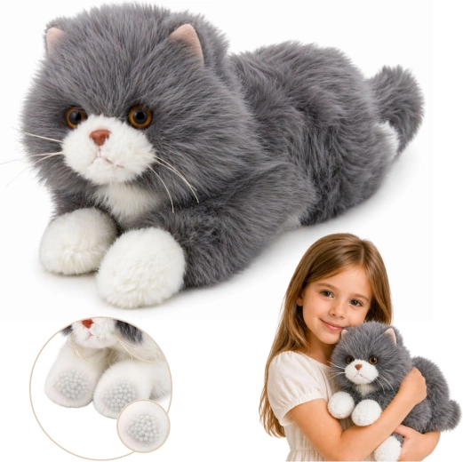 Chat persan en peluche gris 50 cm