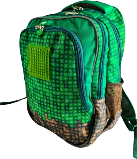 Sac à dos scolaire junior Pixie Crew vert Mine&Craft 100 pixels