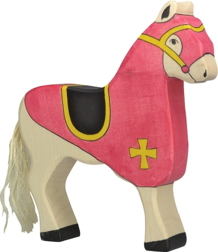 Cheval de tournoi Holztiger en bois, rouge - 1 pièce