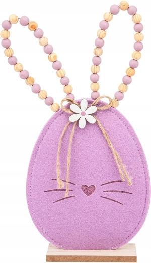 Figurine décorative en feutre – lapin avec perles violettes, 32 cm