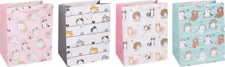 Sac cadeau en papier taille L avec motif de chat 30 × 41,5 × 12 cm