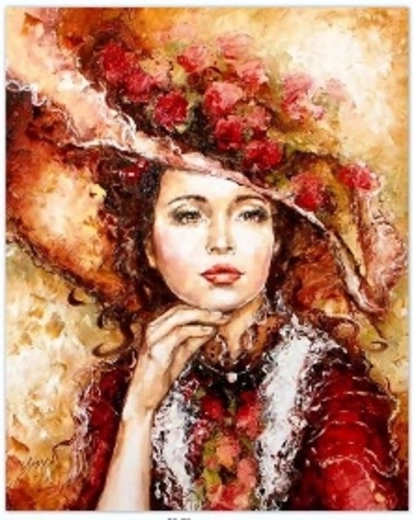 Peinture par numéros Femme au chapeau 40 × 50 cm