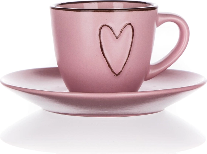 Tasse en céramique avec soucoupe 80 ml Heart rose