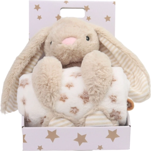 Couverture polaire Carlo baby avec lapin en peluche Bunny beige - 1 pièce