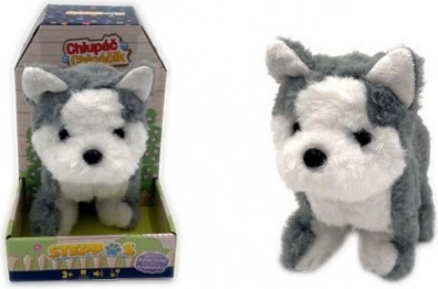 chien husky en peluche à piles avec marche et aboiements