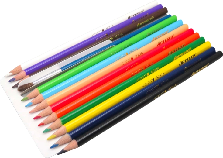 Crayons aquarellables Color Plus – set de 12 couleurs avec pinceau et taille-crayon