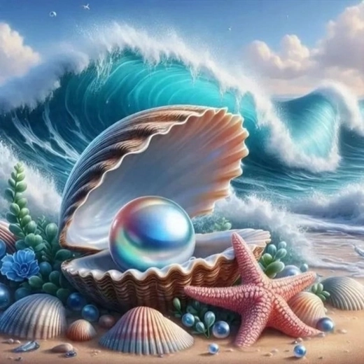 Norimpex Peinture par numéros Coquillage avec perle 40 × 50 cm
