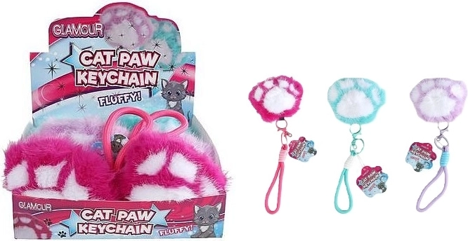 Porte-clés peluche Glamour patte de chat 9 cm