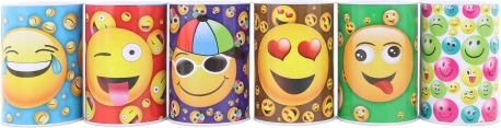 Tirelire en métal avec smileys