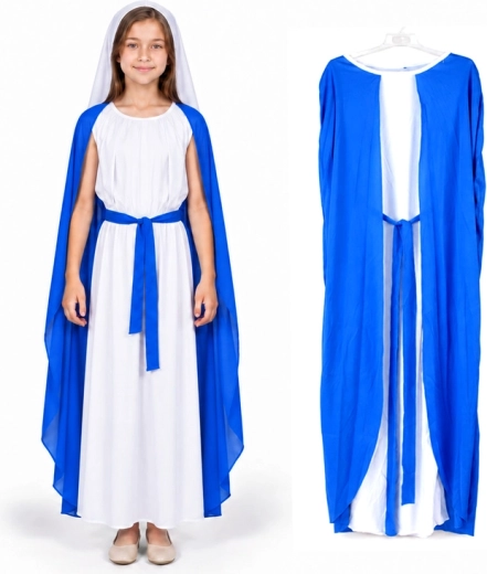 Costume d’enfant de la Vierge Marie pour crèche vivante, 110 cm