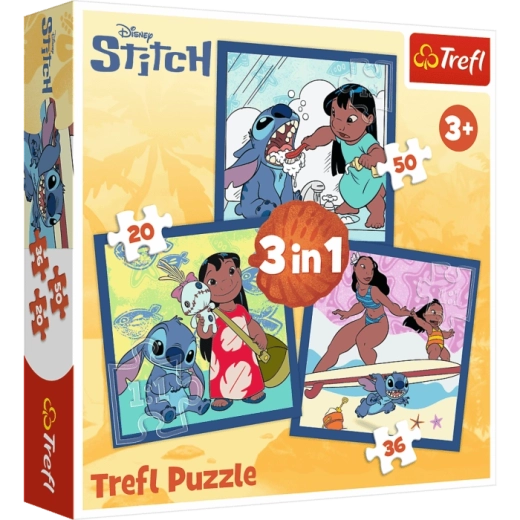 Puzzle 3 en 1 – C’est l’heure avec STITCH LILO & STITCH par Trefl