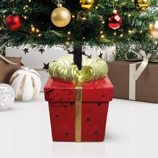 Support pour sapin de Noël en forme de boîte cadeau