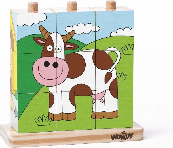 Puzzle en bois Ferme avec cubes