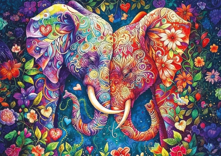 Puzzle Amour d’éléphants 1000 pièces