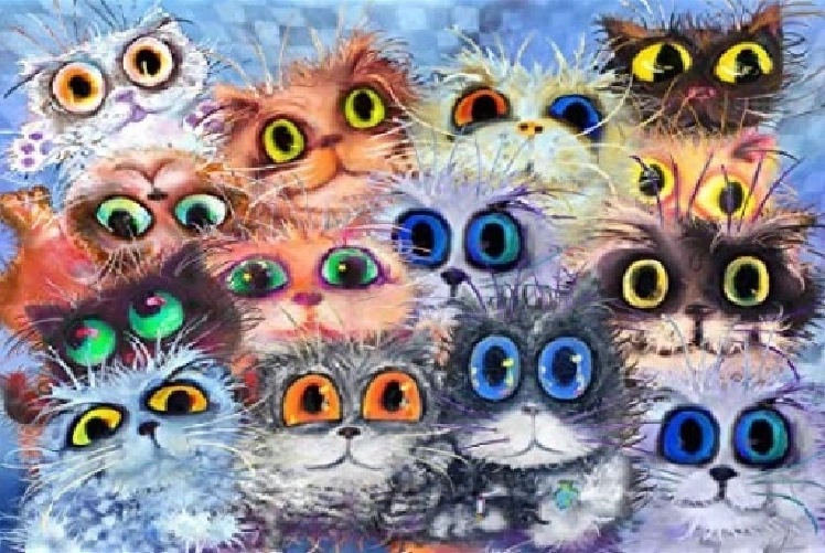 Peinture diamant – chats aux grands yeux 30 × 40 cm
