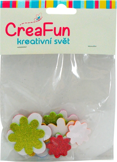 Fleurs en mousse EVA pailletée, 15 pcs