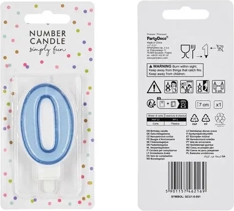 Bougie d’anniversaire chiffre 0 bleue 7 cm