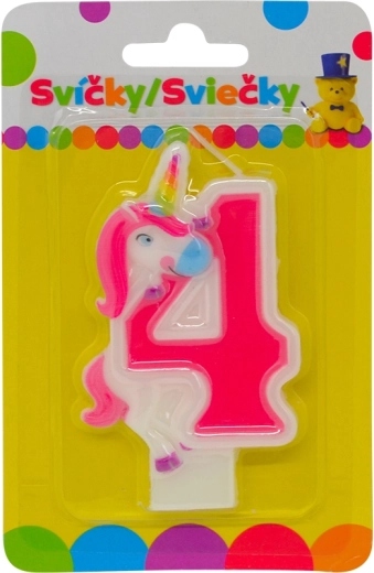 Bougie d’anniversaire licorne – chiffre 4