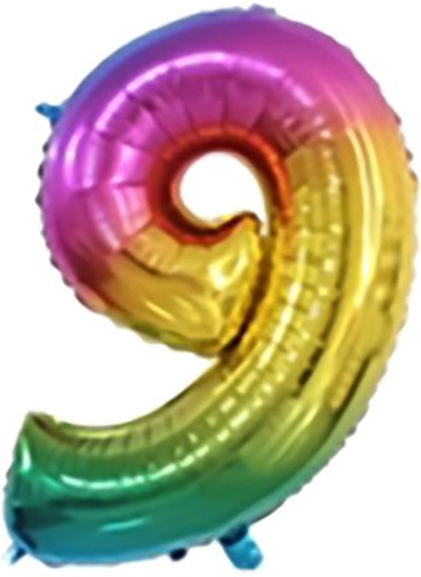 Ballon en foil chiffre 9 arc-en-ciel 30 cm TORO