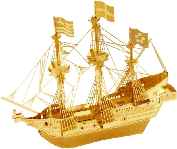 Modèle 3D métallique du navire GOLDEN HIND – édition dorée