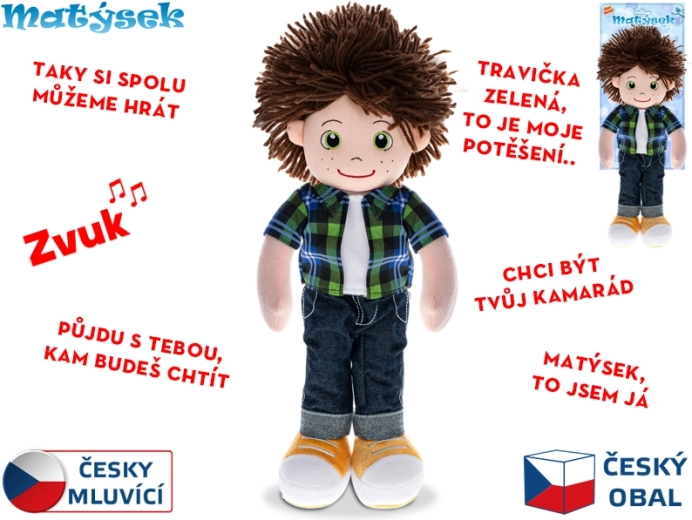 Poupée interactive Matýsek – parle tchèque, peluche, 37 cm