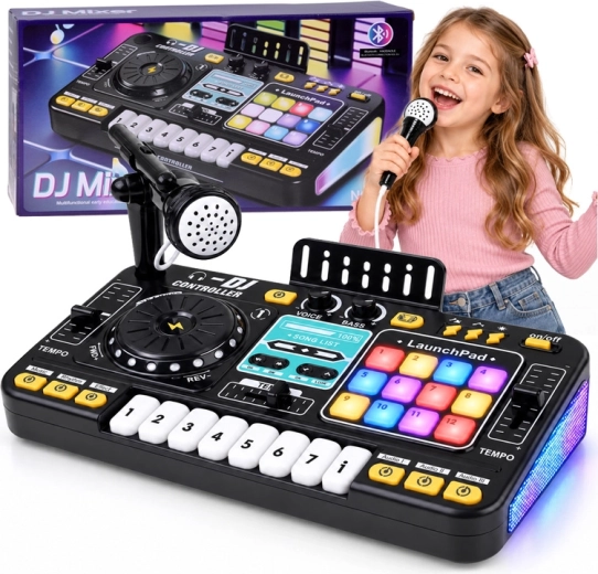 Console de mixage DJ interactive pour enfants avec Bluetooth, microphone et éclairage
