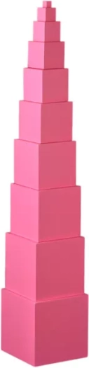 Tour rose Montessori en cubes en bois (10 pcs)