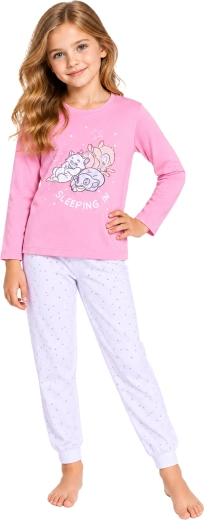 Pyjama fille en coton Disney Bambi rose et blanc
