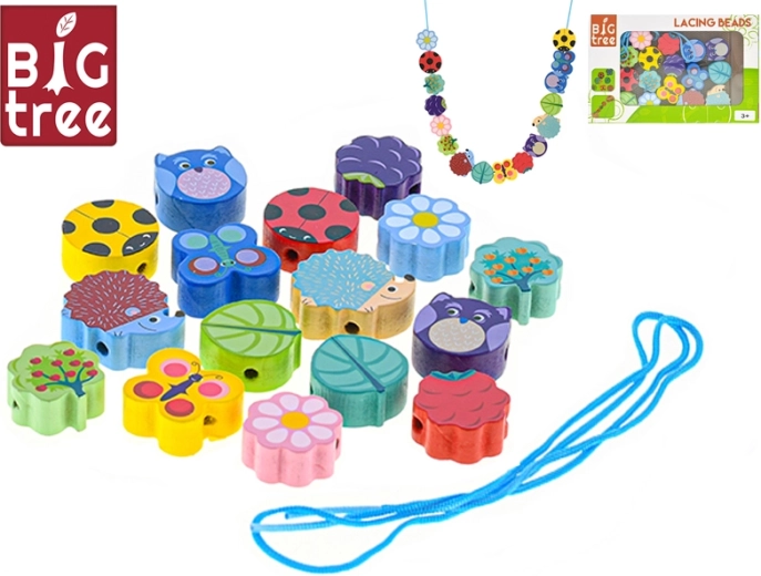Perles en bois à enfiler Big Tree – ensemble de 17 pièces
