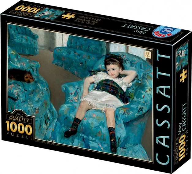 Puzzle Petite fille dans un fauteuil bleu 1000 pièces D-Toys
