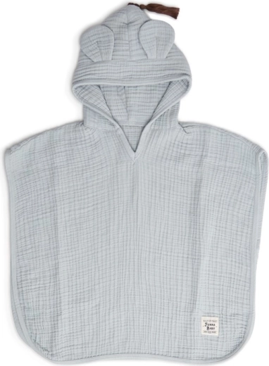 Poncho en mousseline Funnababy avec capuche dove grey