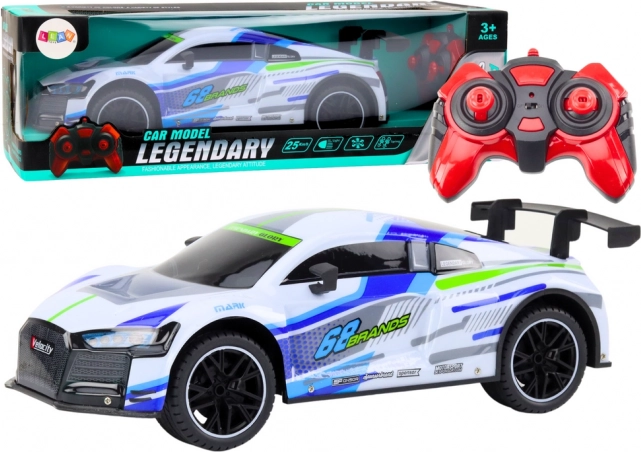 Voiture RC sportive 1:10 avec phares LED, vitesse 25 km/h – blanche