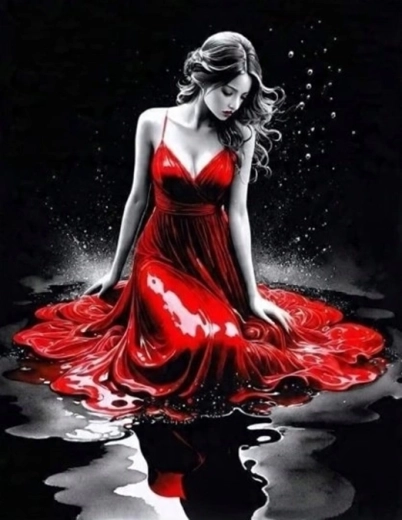 Norimpex peinture diamant femme en robe rouge 30 × 40 cm