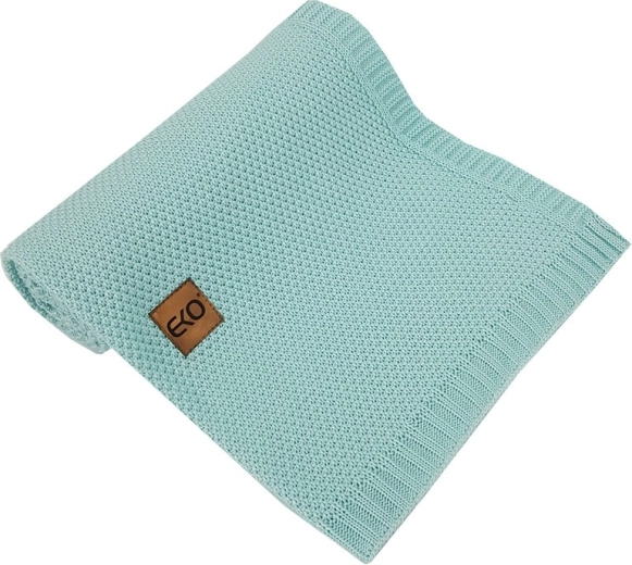 EKO couverture tricotée en bambou turquoise 100 × 80 cm