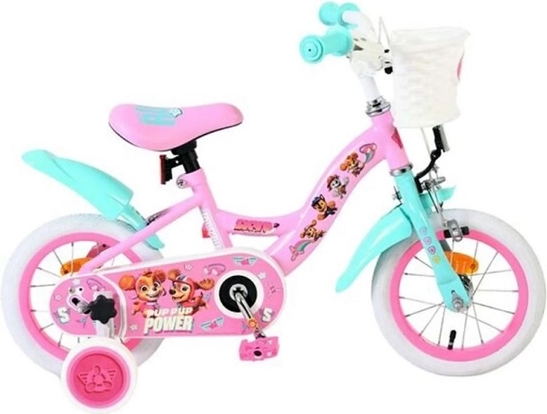 Vélo enfant Pat’ Patrouille 12" pour filles avec petites roues latérales et panier