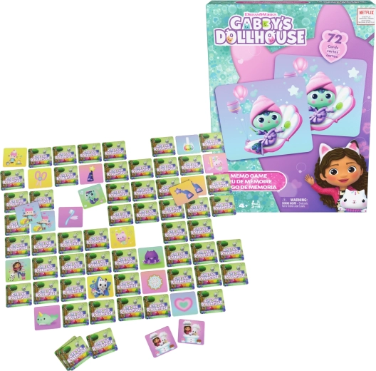 Jeu de mémoire Gabby’s Dollhouse – La Maison des Chats de Gabby, 72 cartes